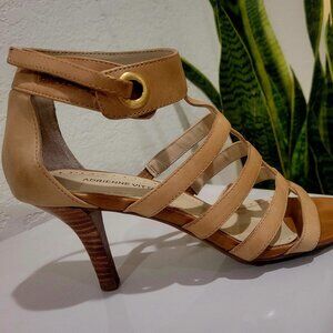 Adrienne Vittadini Tan Beige Leather Sandals